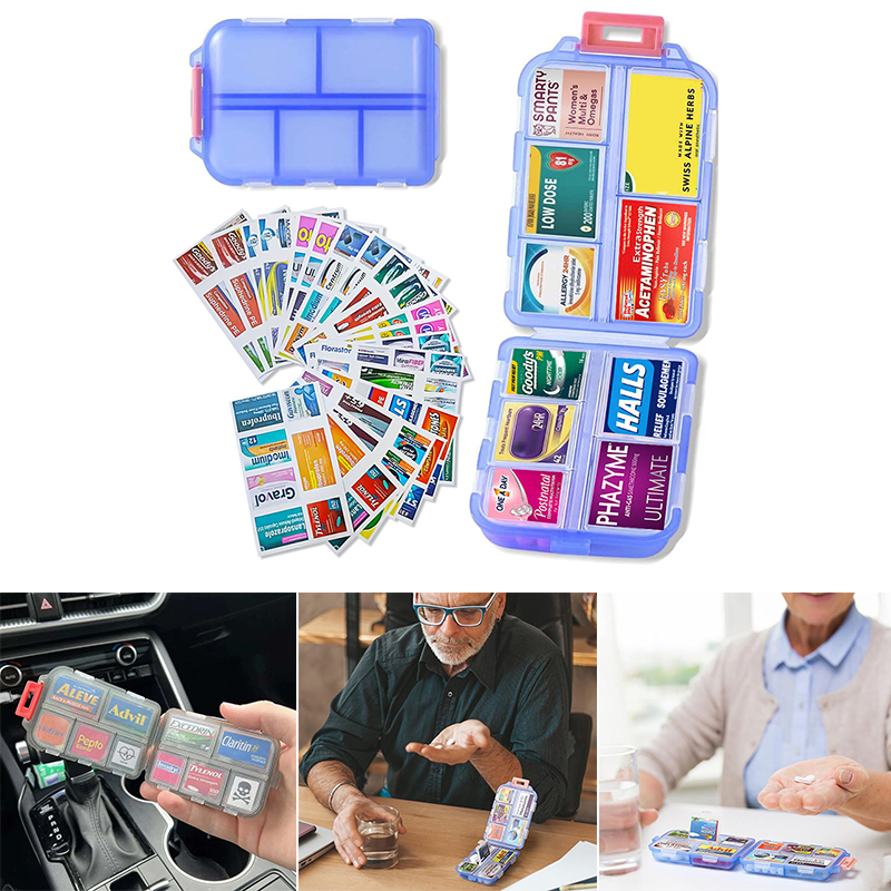 Reise-Pillenbox (161 Etiketten zur Personalisierung)
