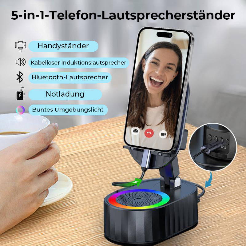 Drahtloser Induktions-Audio-Bluetooth-Lautsprecher 5 in 1 Telefonhalterung