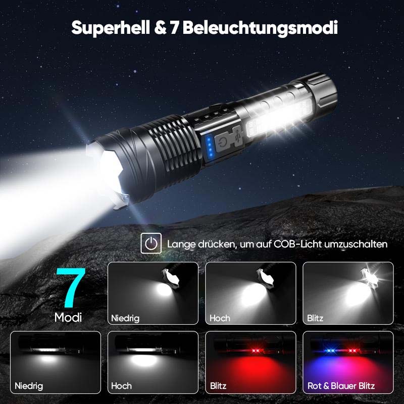 Ultrahelle Taschenlampe mit weißem Laser und großer Reichweite