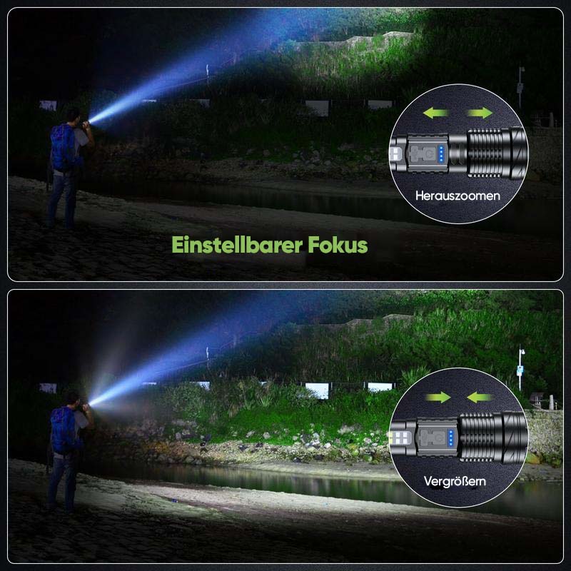Ultrahelle Taschenlampe mit weißem Laser und großer Reichweite