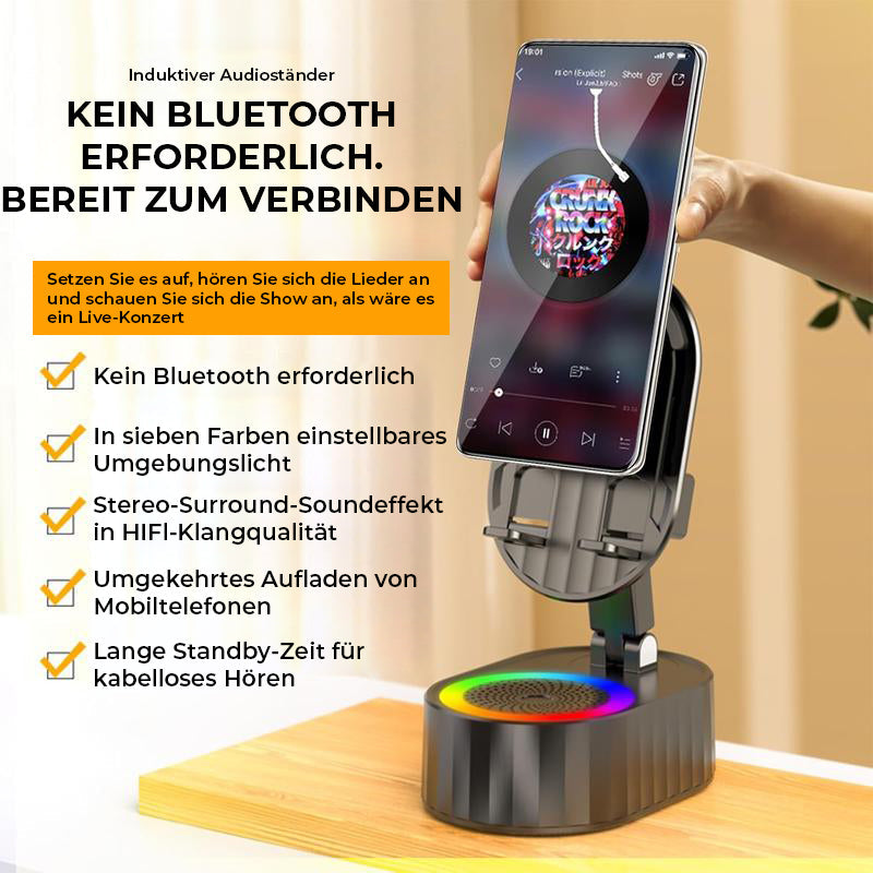 Drahtloser Induktions-Audio-Bluetooth-Lautsprecher 5 in 1 Telefonhalterung