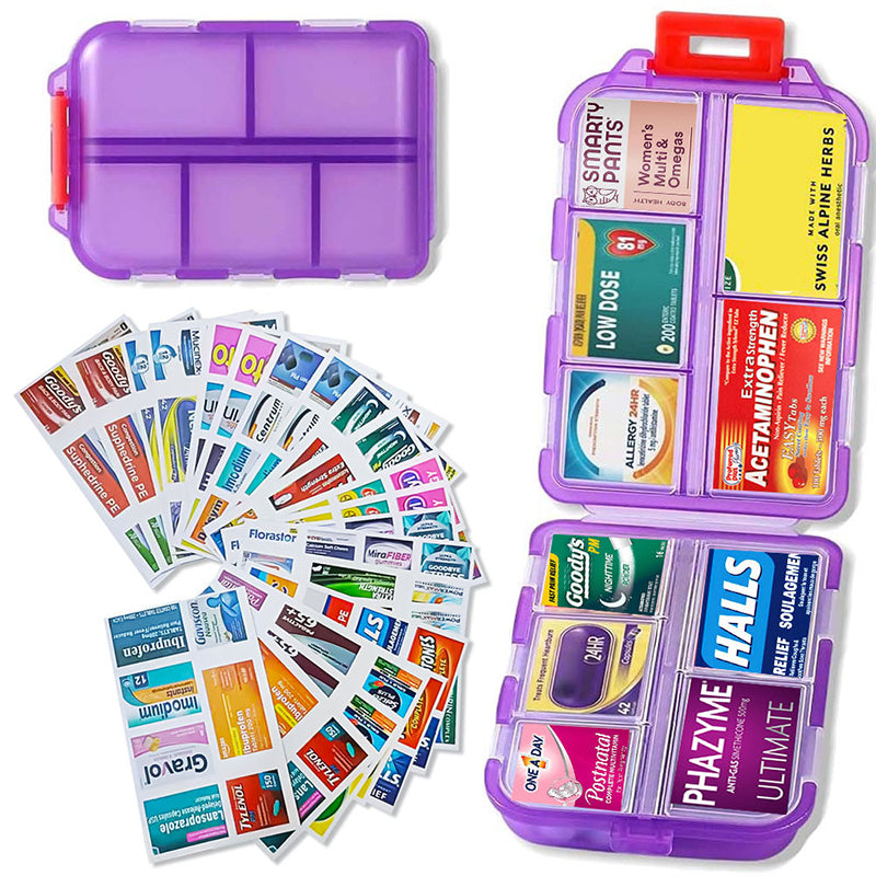 Reise-Pillenbox (161 Etiketten zur Personalisierung)