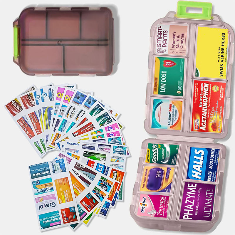 Reise-Pillenbox (161 Etiketten zur Personalisierung)
