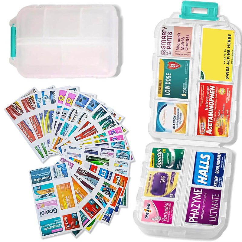 Reise-Pillenbox (161 Etiketten zur Personalisierung)