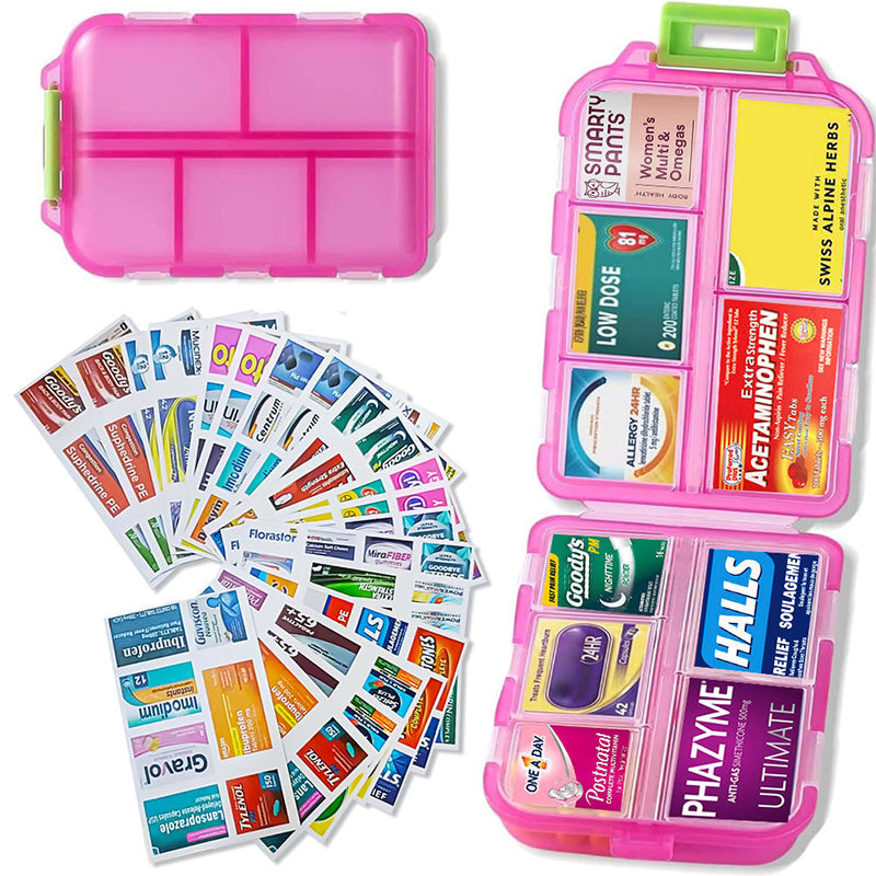 Reise-Pillenbox (161 Etiketten zur Personalisierung)