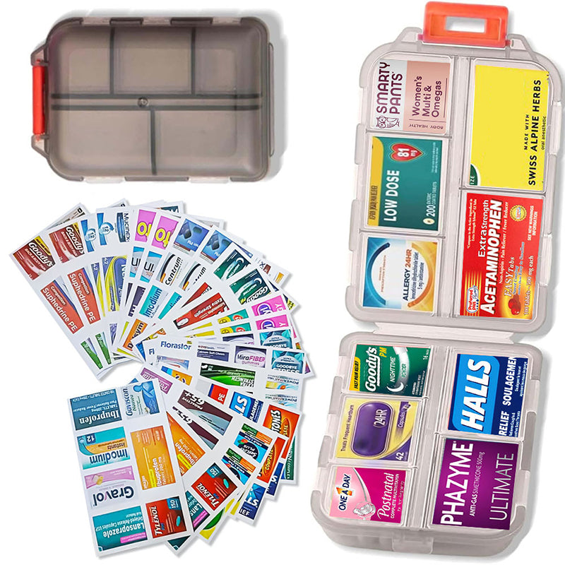 Reise-Pillenbox (161 Etiketten zur Personalisierung)