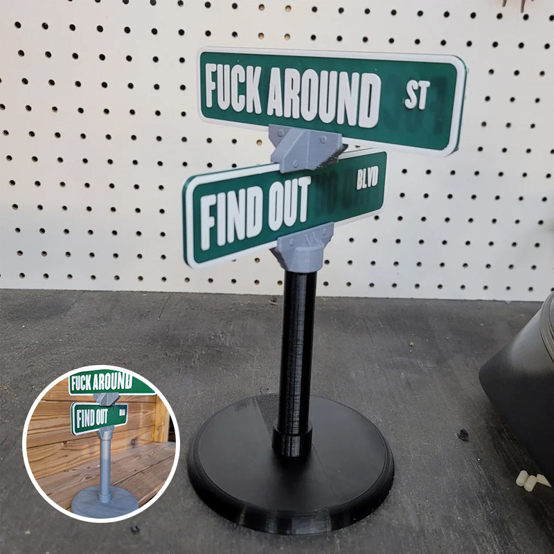 F Around/Find Out Straßenschild Tischdekoration