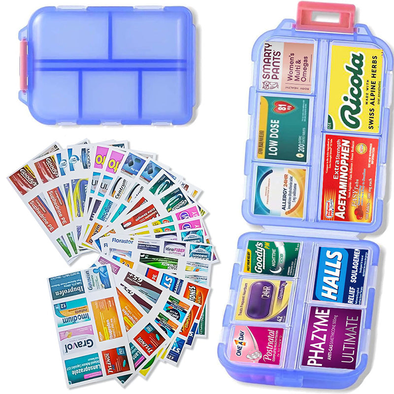 Reise-Pillenbox (161 Etiketten zur Personalisierung)