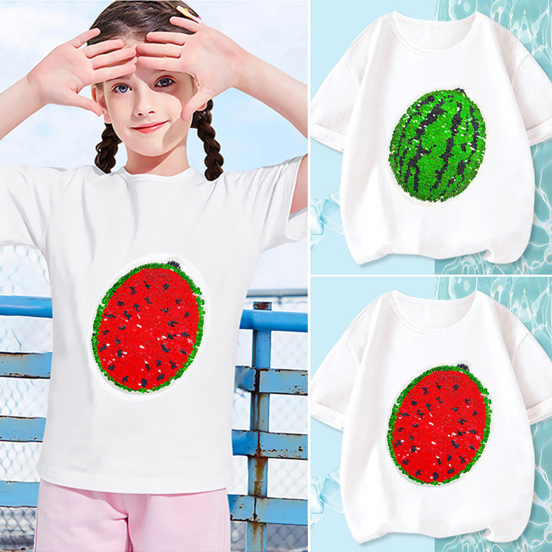 Wassermelonen-T-Shirt mit wechselnden Pailletten