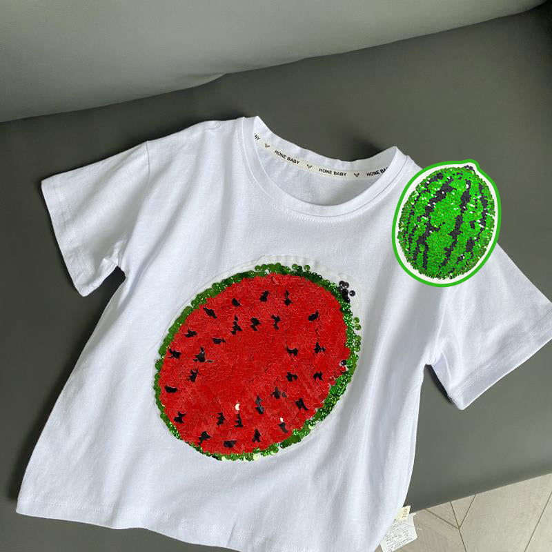 Wassermelonen-T-Shirt mit wechselnden Pailletten