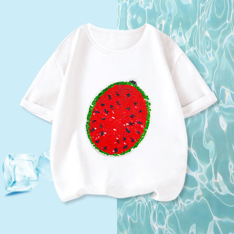 Wassermelonen-T-Shirt mit wechselnden Pailletten