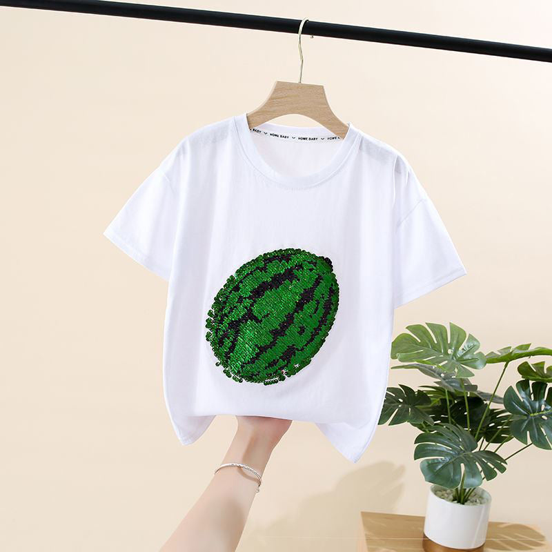 Wassermelonen-T-Shirt mit wechselnden Pailletten