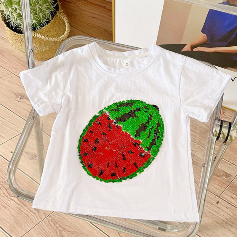 Wassermelonen-T-Shirt mit wechselnden Pailletten