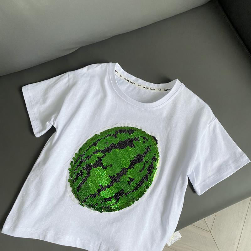 Wassermelonen-T-Shirt mit wechselnden Pailletten