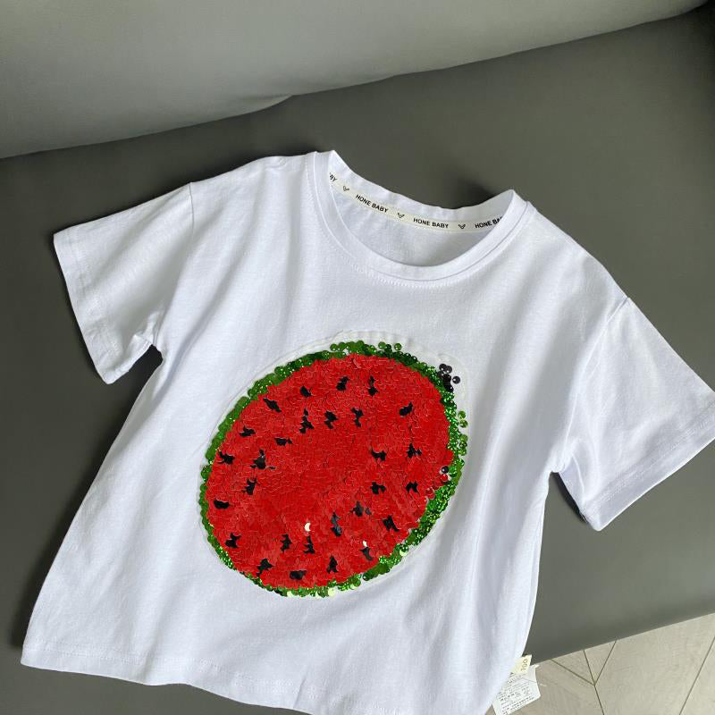 Wassermelonen-T-Shirt mit wechselnden Pailletten