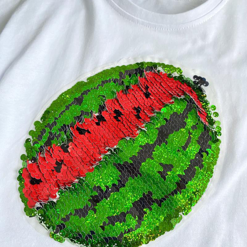 Wassermelonen-T-Shirt mit wechselnden Pailletten