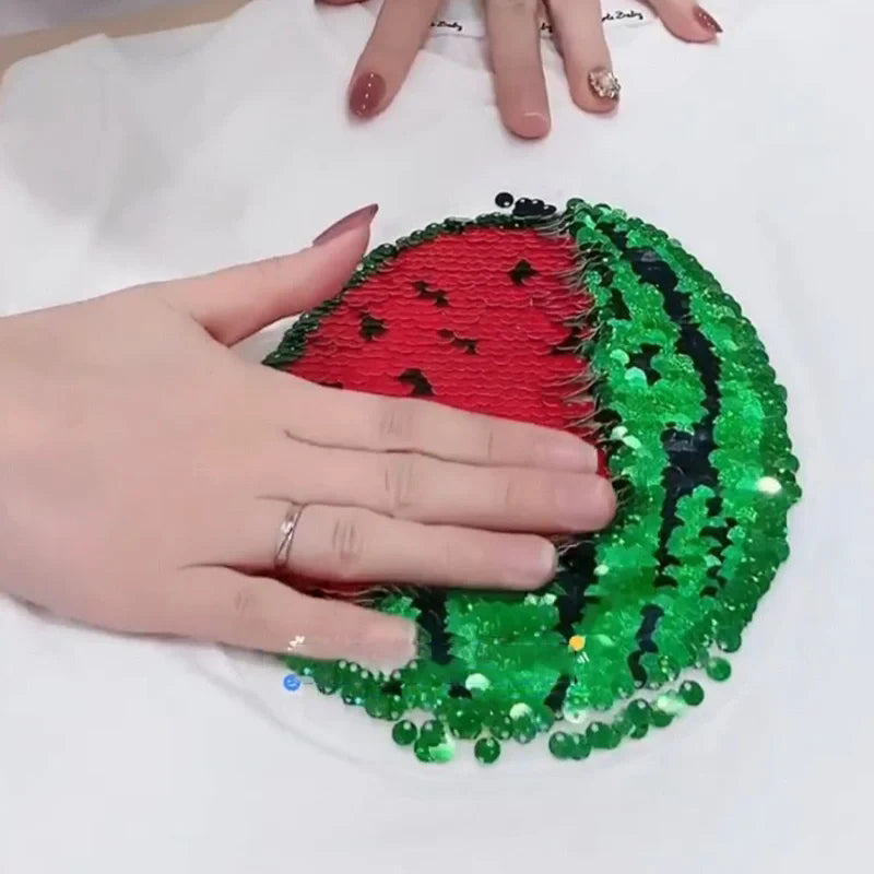 Wassermelonen-T-Shirt mit wechselnden Pailletten