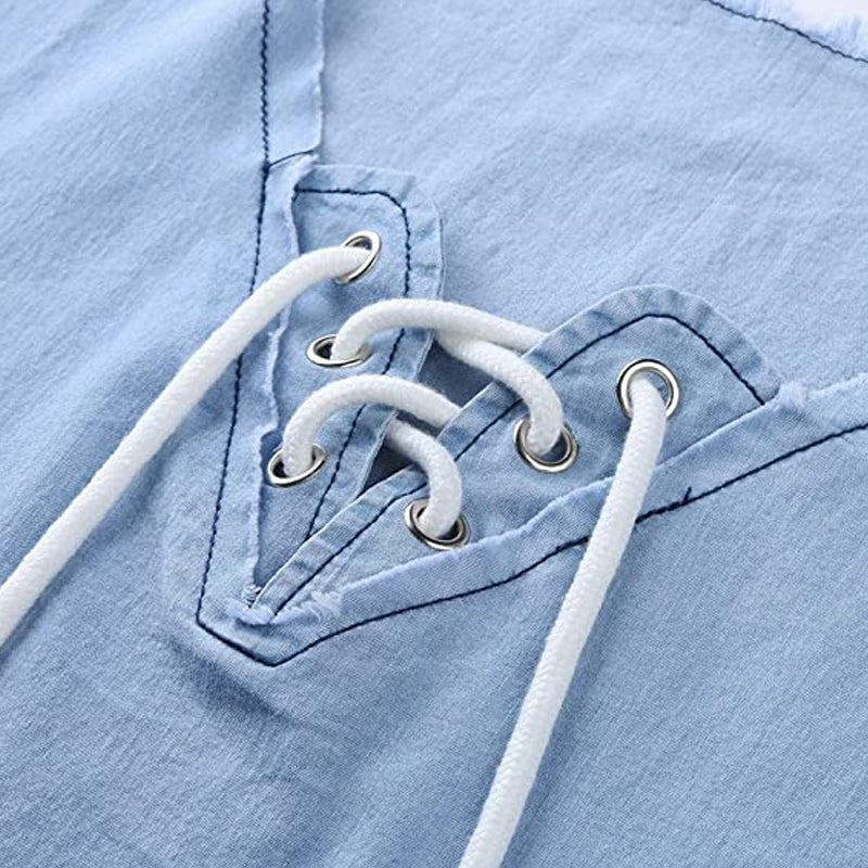 Stretch-Denim Hemden für Herren mit Schnürung