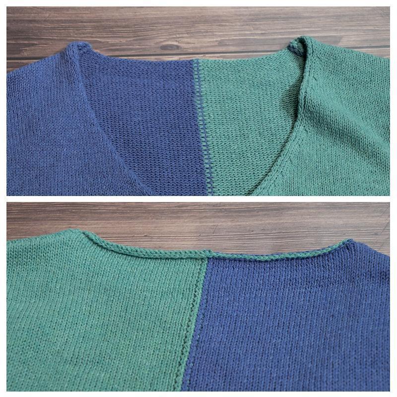 Kontrastfarbener Strickpullover