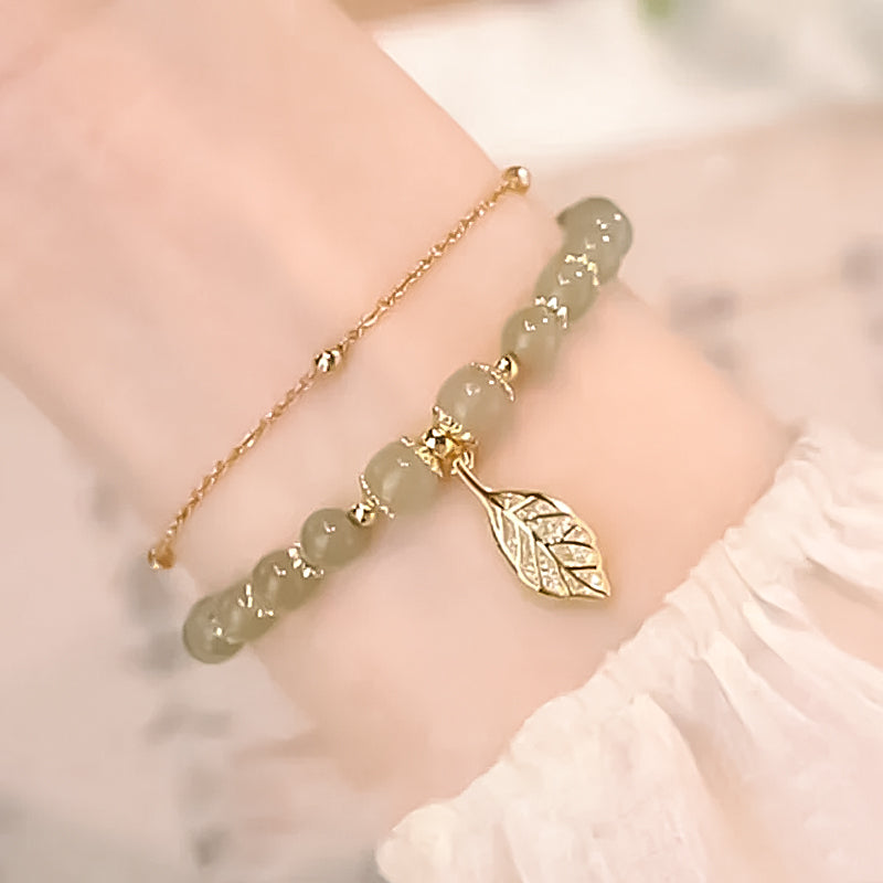 Hetian Jade Blattgold Armband