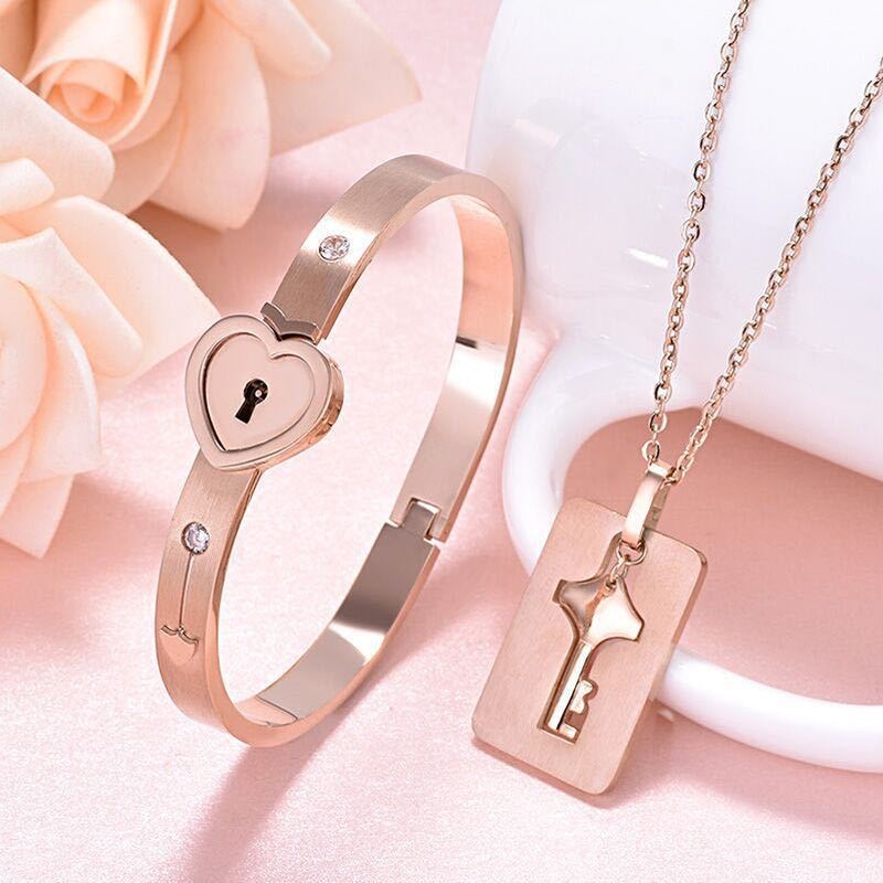 Herzschloss, Armband und Halskette für Sie und Ihn