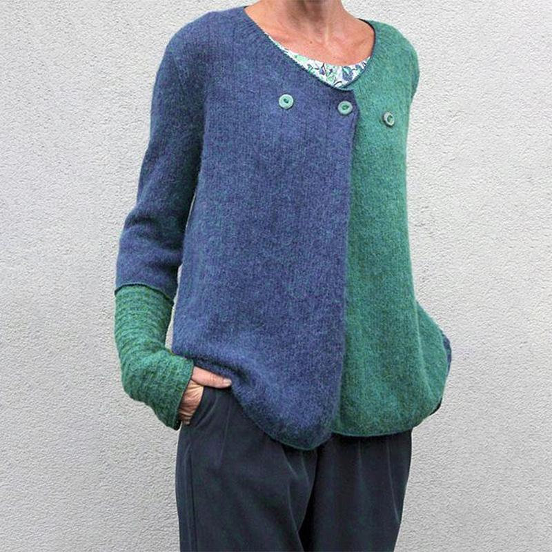 Kontrastfarbener Strickpullover
