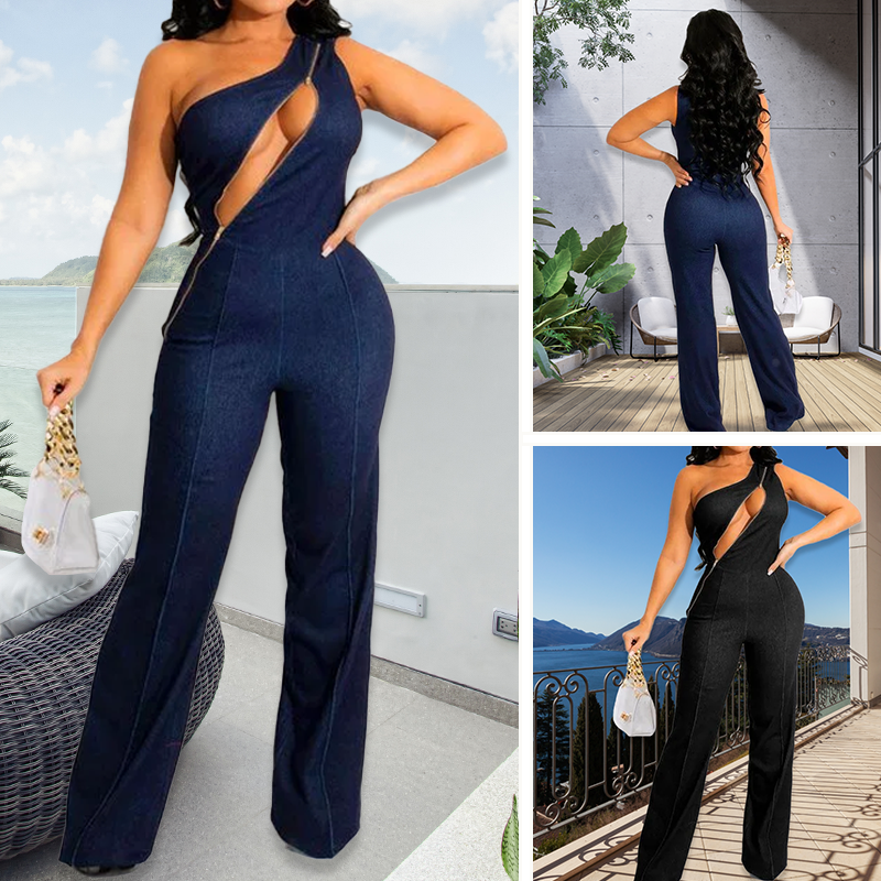 Reißverschluss Ärmelloser sexy Overalls