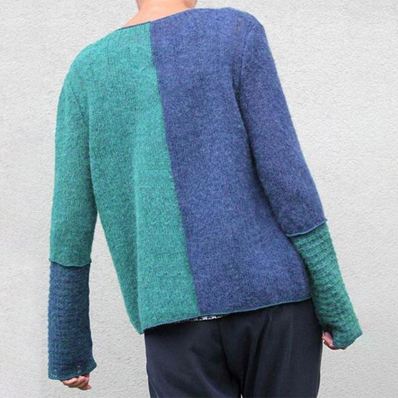 Kontrastfarbener Strickpullover