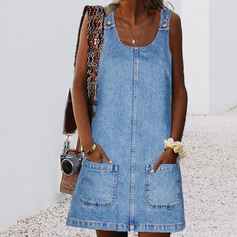 Denim-Overall-Minirock mit Vordertasche