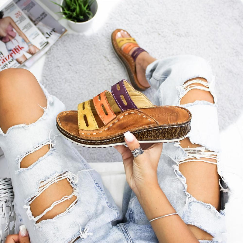 Damen-modische-drei-Farbe-Nähen-Sandale