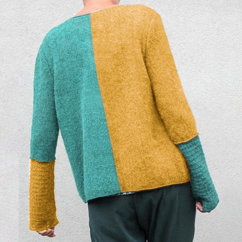 Kontrastfarbener Strickpullover