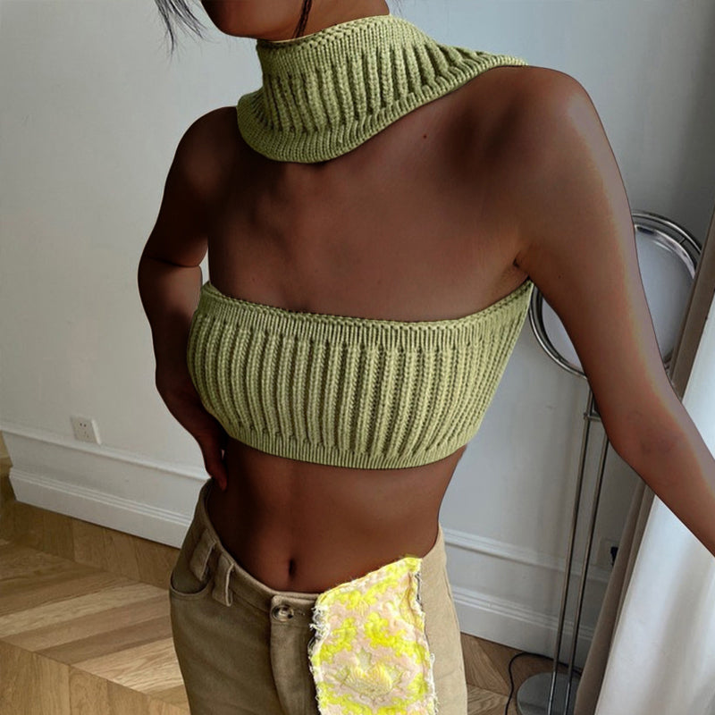 Gestricktes Schlauchoberteil mit Neckholder