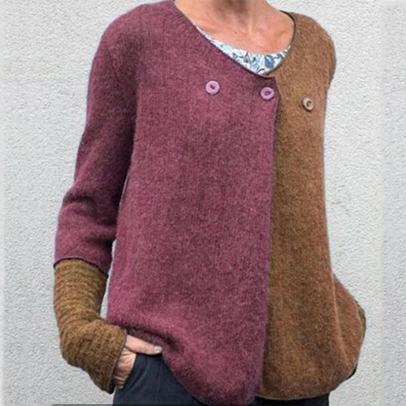 Kontrastfarbener Strickpullover