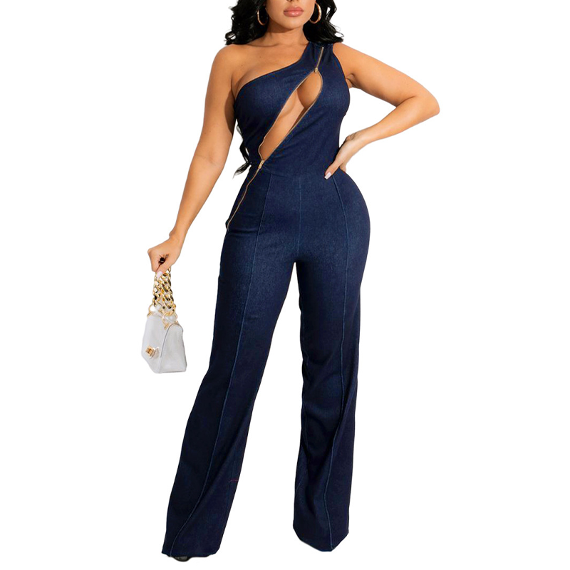 Reißverschluss Ärmelloser sexy Overalls